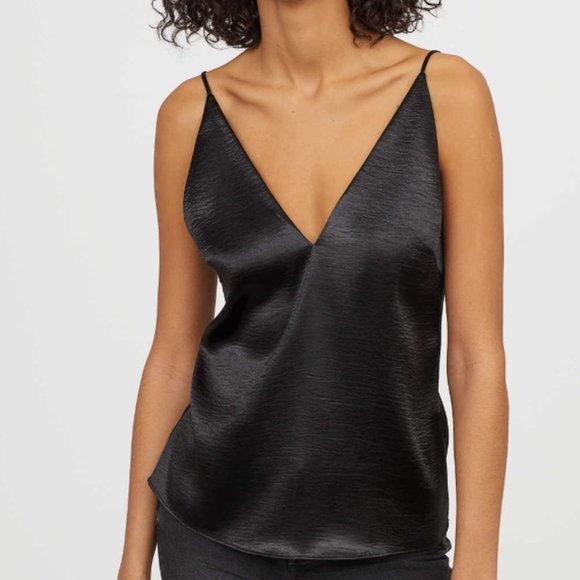 H&M V-neck satin camisole black - Picture 6 of 11